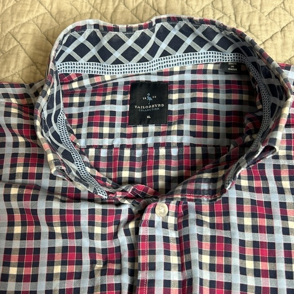 TailorByrd Navy/LtBlue/Pink Plaid Mens LS Shirt Sz XL - Picture 6 of 14
